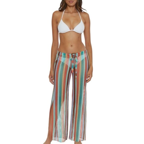 BECA Multicolor Striped Knit Wide-Leg Pants Size 14/16 - Picture 1 of 9